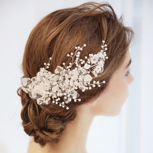 Bride Headpiece Hairpiece Large Lace Floral Bridal main image 3